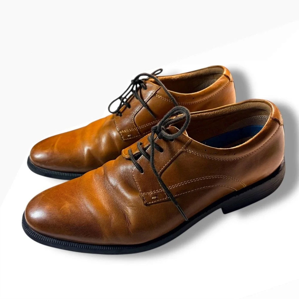 Nunn Bush Mens Tan Leather Lace Up Oxford Dress Shoes Comfort Gel Size 9M‎